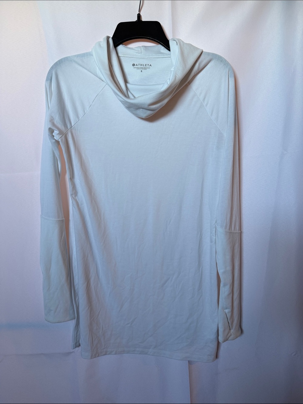 Athleta White Long-Sleeve Hooded Pullover